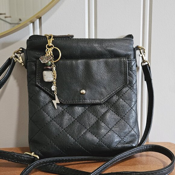 Handmade Earthy Keychain with Natural Stone Beads, Lightning Bolt Charm & Butter - Picture 4 of 7